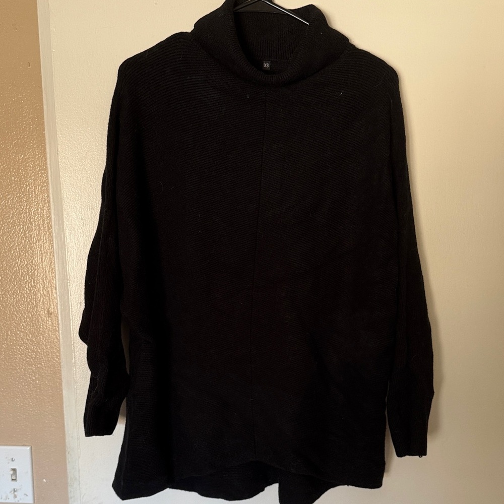 Black Turtleneck Oversized Knit Sweater